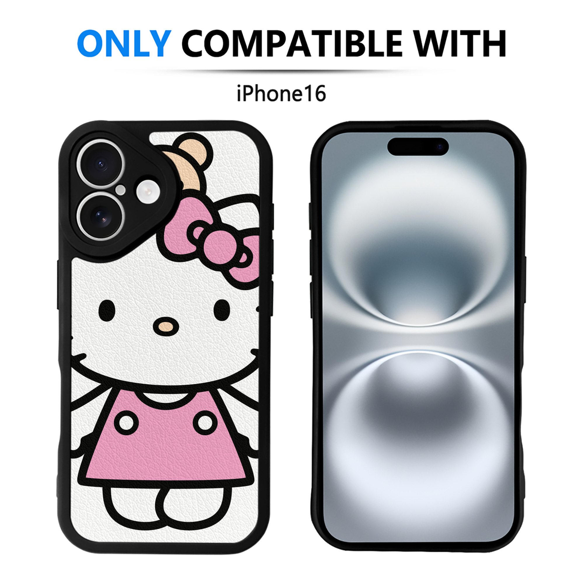 （画像用） Hello Kitty ハローキティ 【iPhone 16シリーズ対応】シリコンスマホケース（レザー調） 材質：シリコン